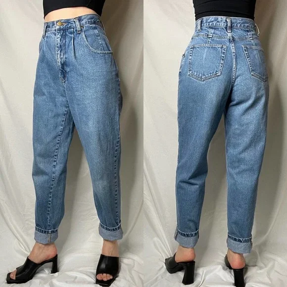 Vintage Eddie Bauer high rise mom jeans waist pleat front 90s pleated 26 - Picture 13 of 17